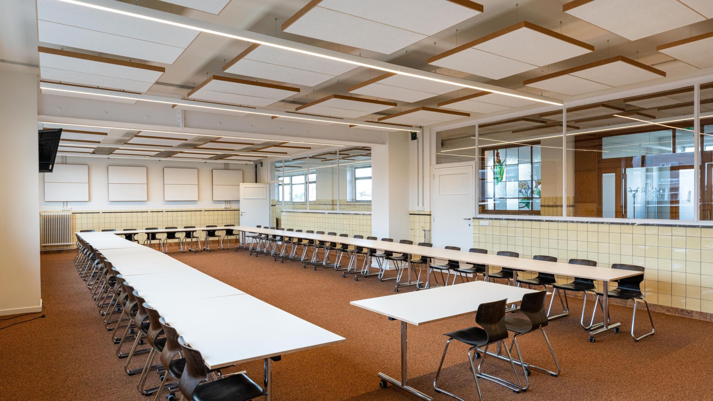 Meeting room with acoustic panels